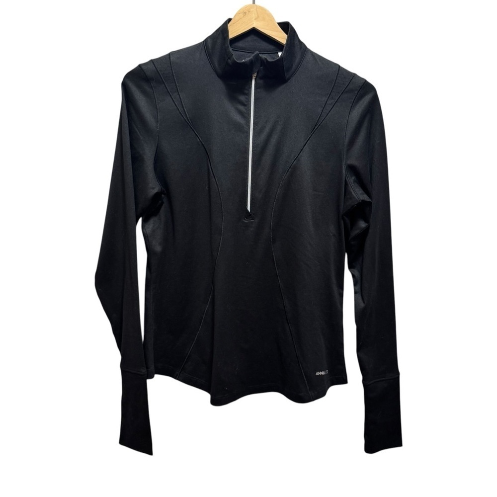 ANNIKA by Cutter & Buck Black Long Sleeve 1/4 Zip Golf Shirt Size Small